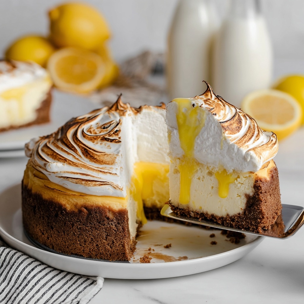 Baked Vegan Lemon Cheesecake with Meringue Topping Recipe - Recipe Image