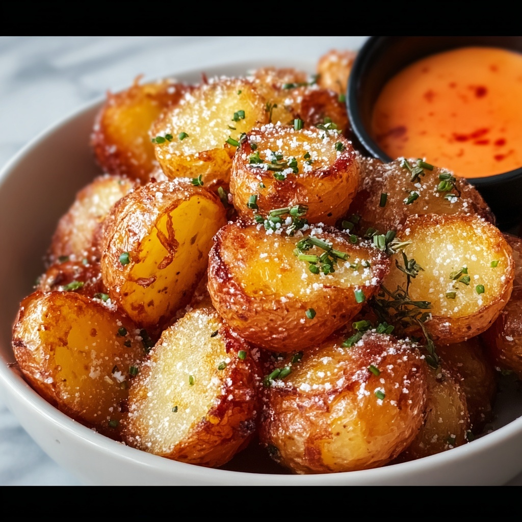 Crunchy Parmesan Crusted Potatoes with Tobiko Gochujang Dip Recipe - Recipe Image