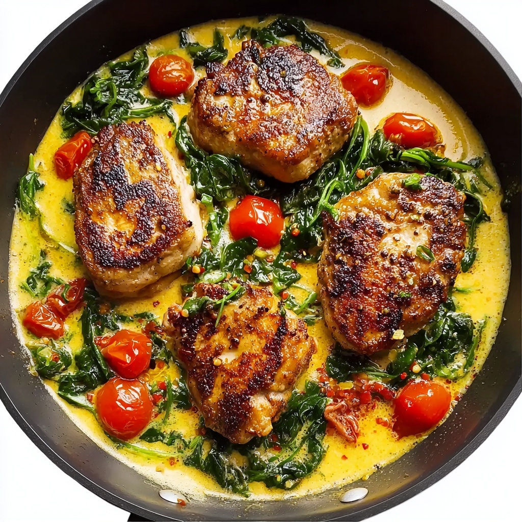 Creamy Pesto Chicken with Roasted Tomatoes and Spinach Recipe - Recipe Image