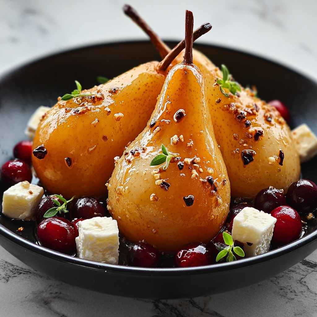 Baked Pears with Feta, Honey, and Cranberries Recipe - Recipe Image