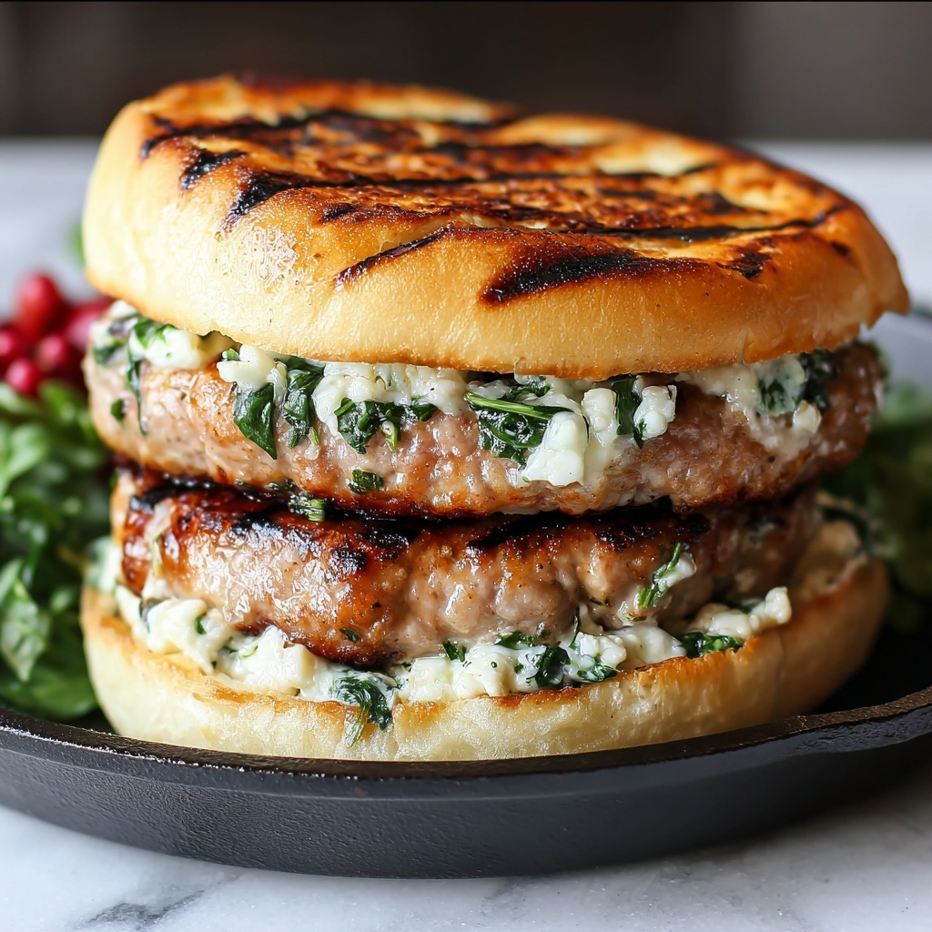 White Cheddar and Spinach Chicken Burgers Recipe - Recipe Image