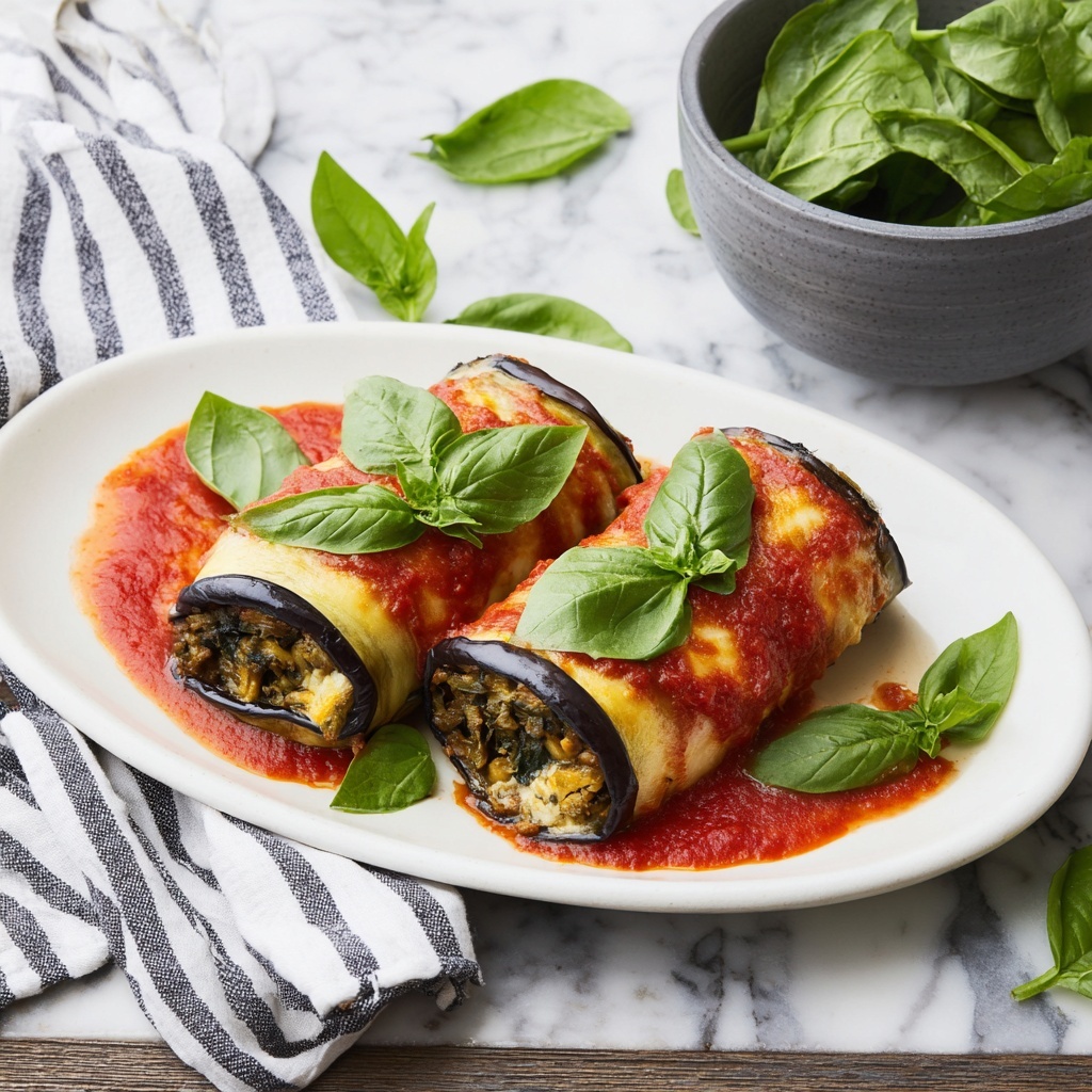 Eggplant Rollatini with Marinara Sauce Recipe - Recipe Image