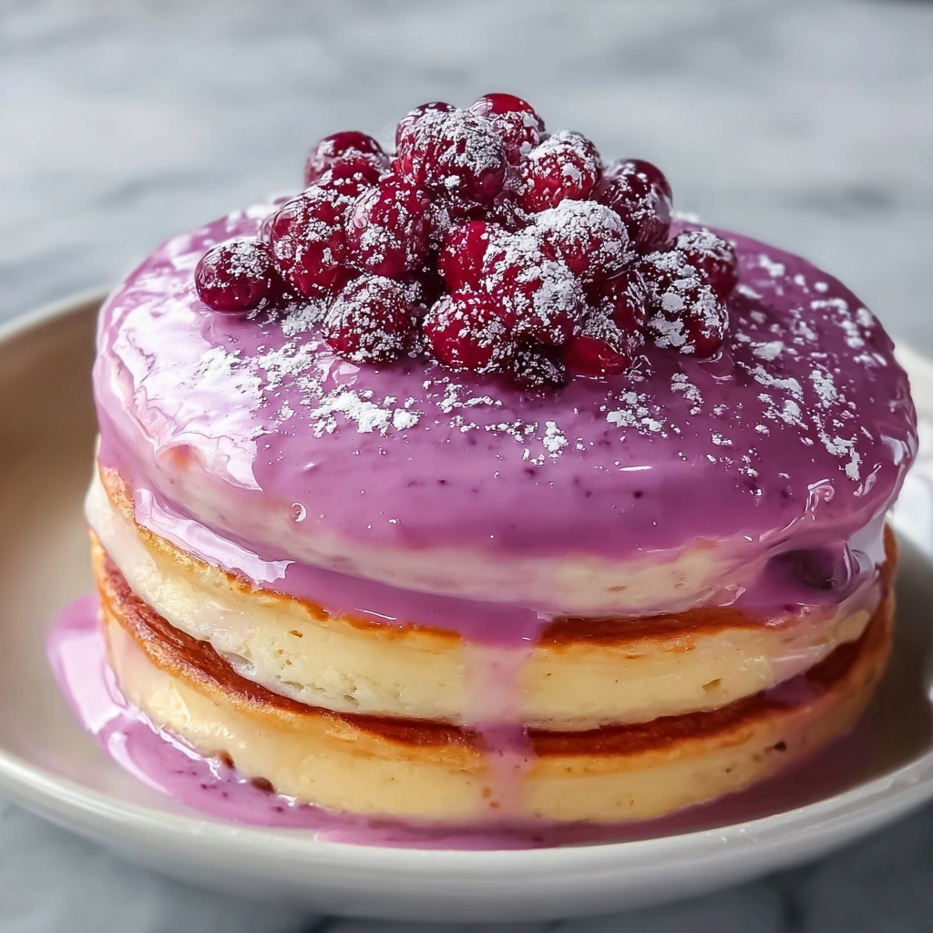 Fluffy Pink Pancakes with White Chocolate Maple Syrup Recipe - Recipe Image