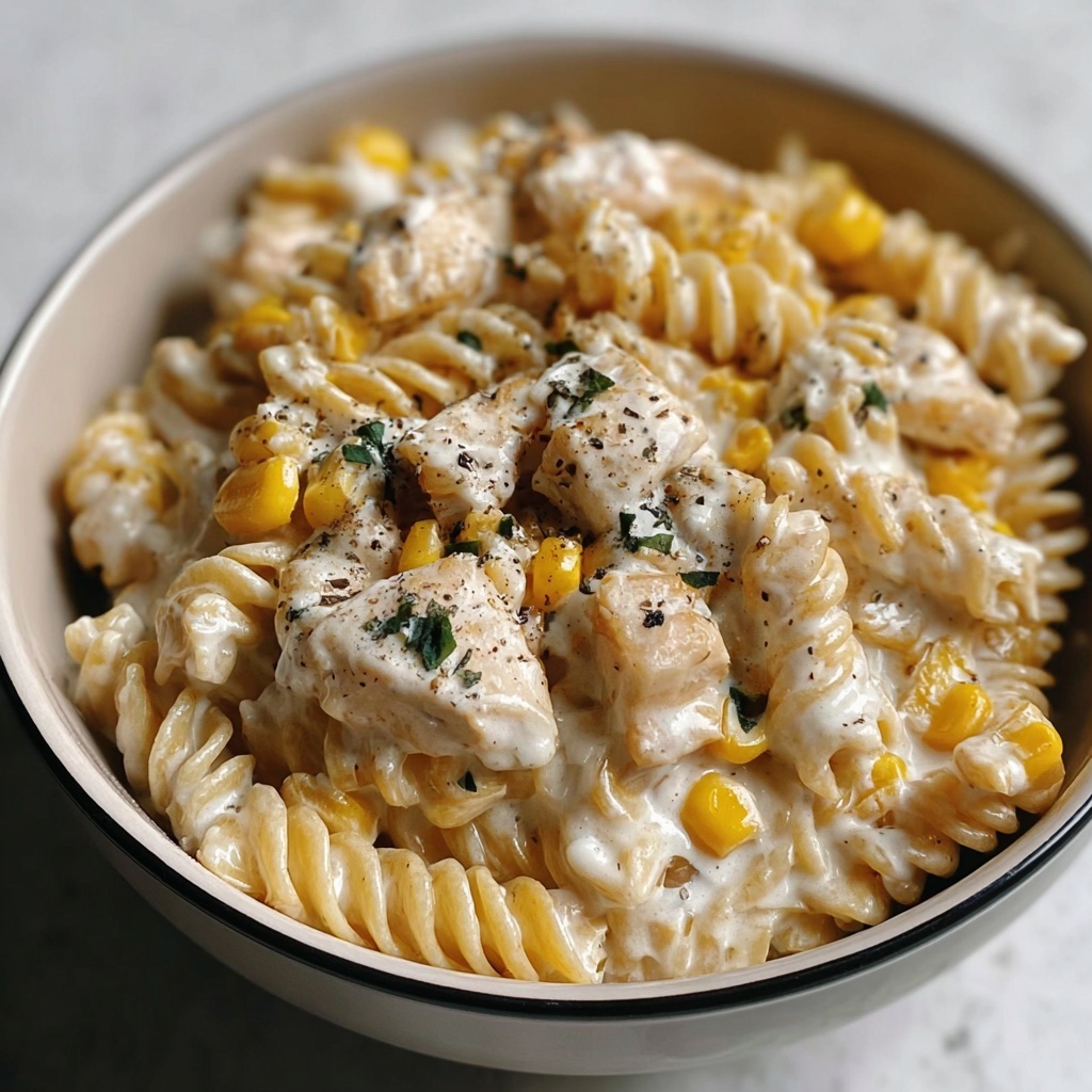Creamy Chicken and Corn Pasta Recipe - Recipe Image