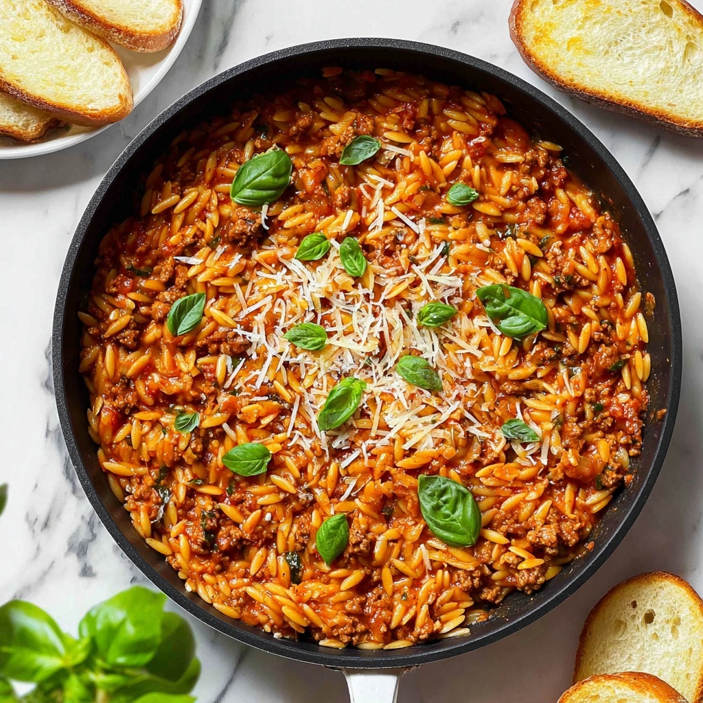 Ground Beef and Orzo Skillet Recipe - Recipe Image