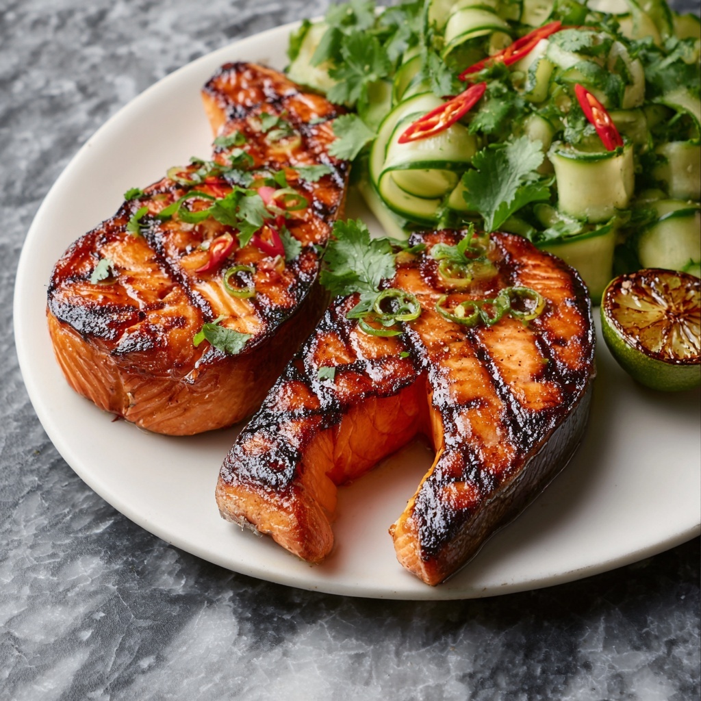 Soy Salmon Steak with Sambal Salad Recipe - Recipe Image