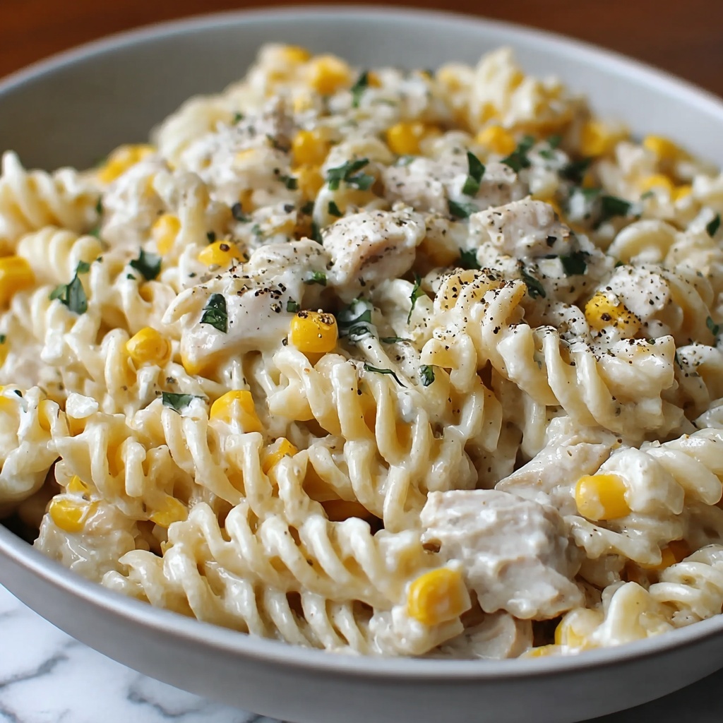 Creamy Chicken and Corn Pasta Recipe - Recipe Image