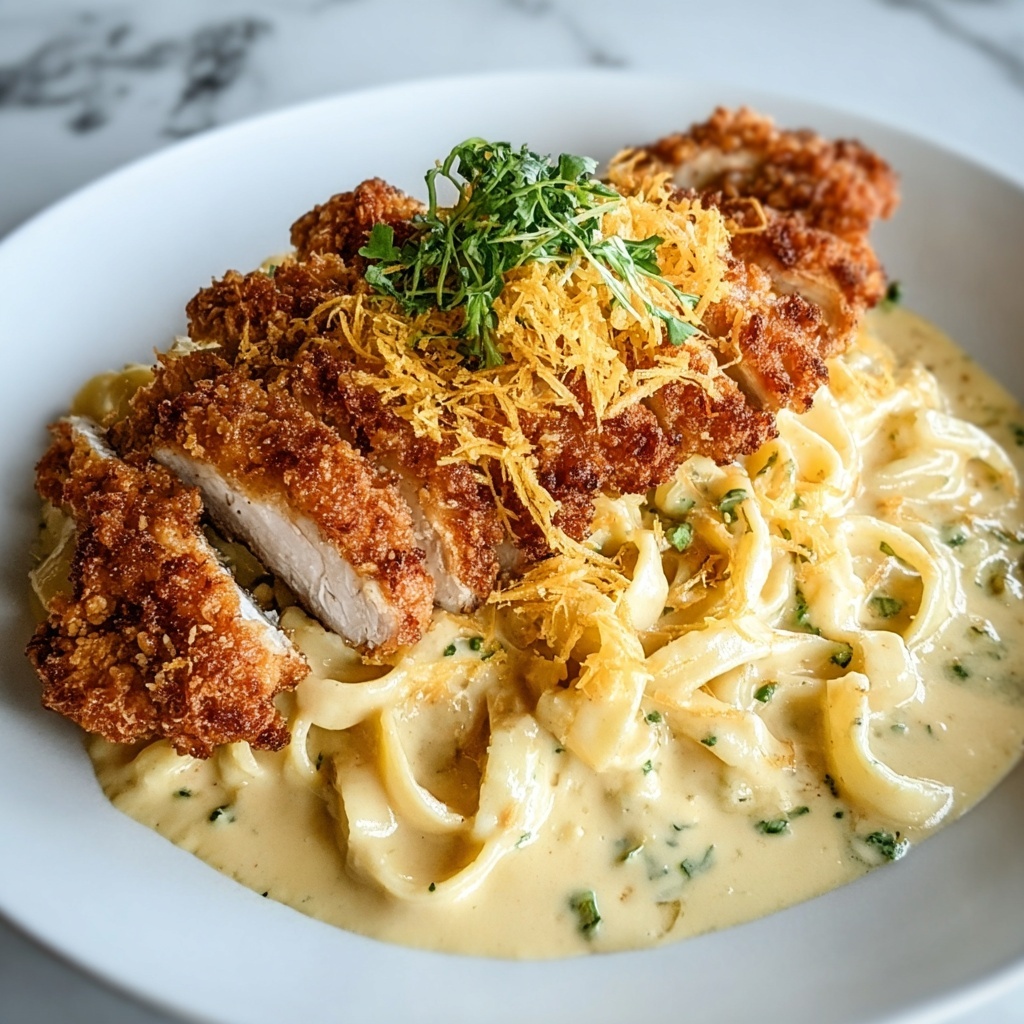 Crispy Chicken with Creamy Parmesan Pasta Recipe - Recipe Image