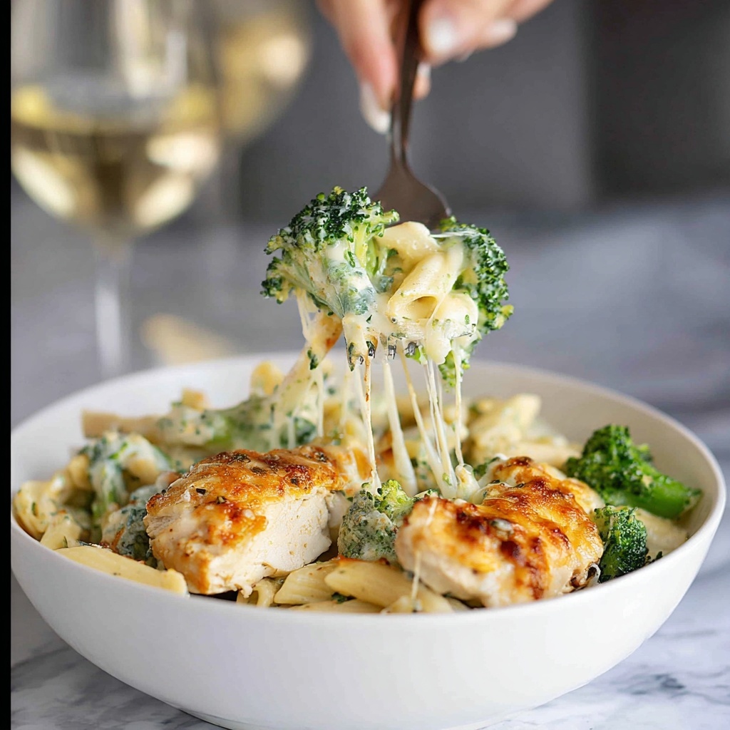 Tuscan Chicken with Creamy Broccoli Alfredo Penne Recipe - Recipe Image