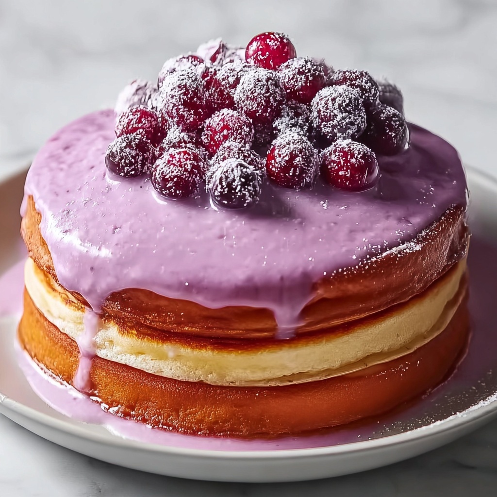 Fluffy Pink Pancakes with White Chocolate Maple Syrup Recipe - Recipe Image