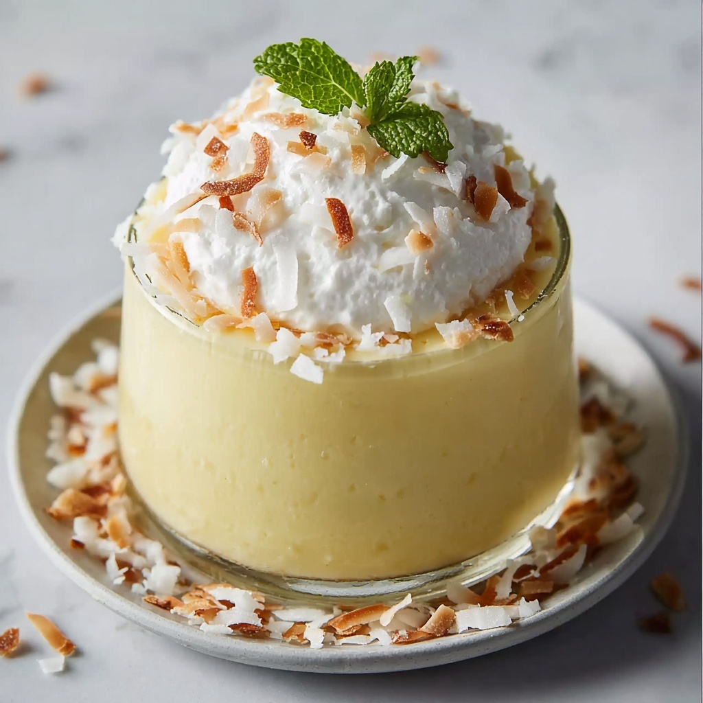 Creamy Coconut Pudding with Toasted Coconut Flakes Recipe - Recipe Image