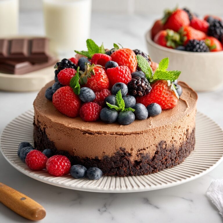 Vegan Chocolate Mousse Cake with Berries and Mint Recipe