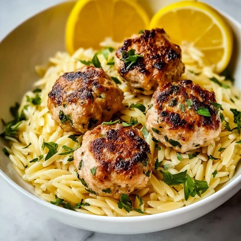 Greek Chicken Meatballs with Lemon Orzo Recipe