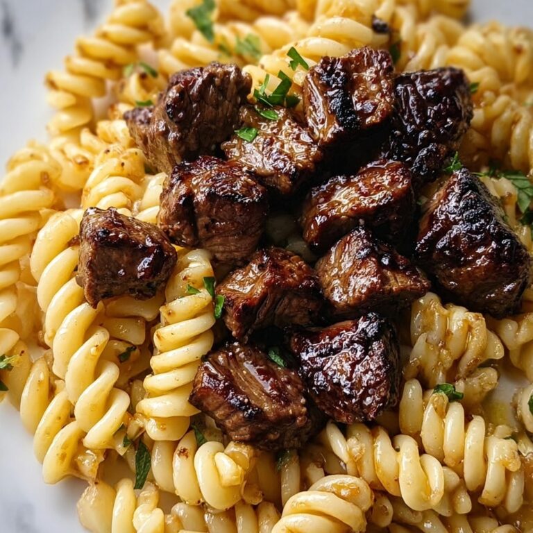 Garlic Butter Steak Bites with Smoky Chipotle Cream Cheese Pasta Recipe