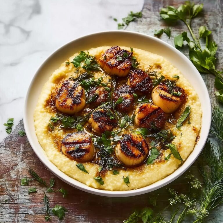 Honey Butter Blackened Scallops with Herby Polenta Recipe