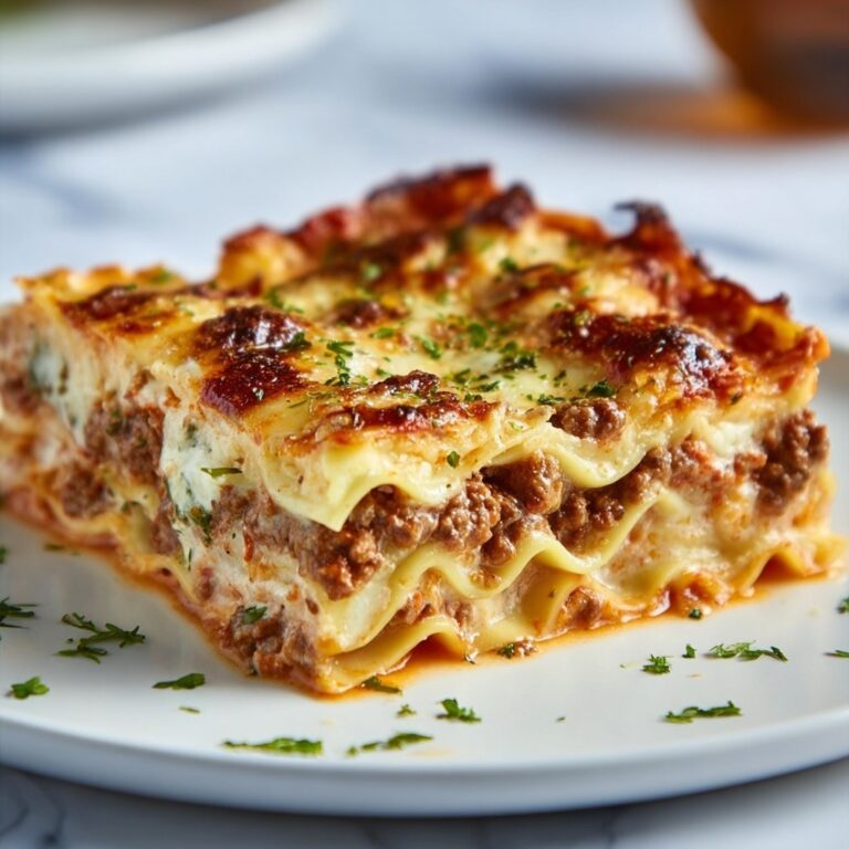 Homemade Classic Lasagna with Savory Meat Sauce and Cheese Recipe