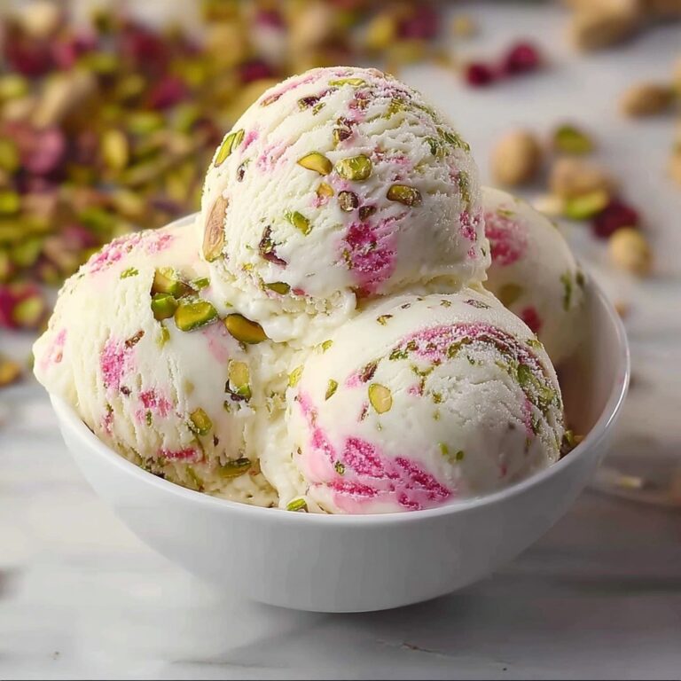 Rose Pistachio Cheesecake Ice Cream Recipe