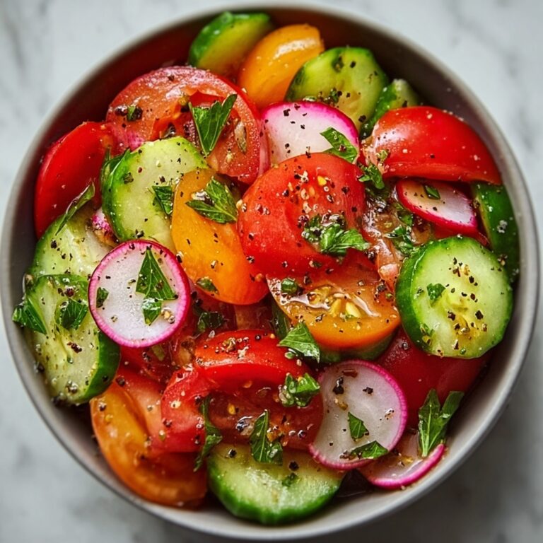 Cucumber and Tomato Salad with Parsley, Sesame Seeds, and Red Pepper Flakes Recipe