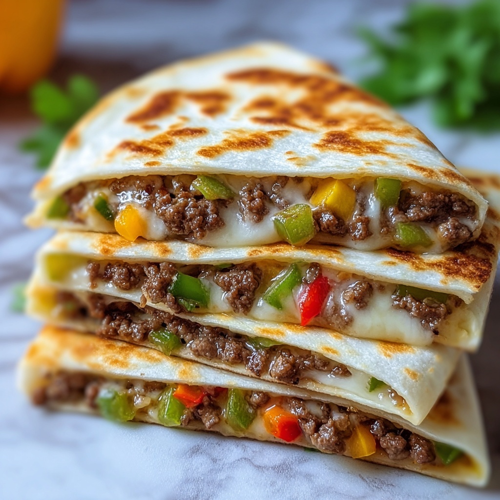 Cheesy Ground Beef & Veggie Quesadillas Recipe - Recipe Image