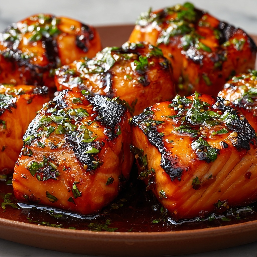 Honey Butter Garlic Glazed Salmon Bites Recipe - Recipe Image