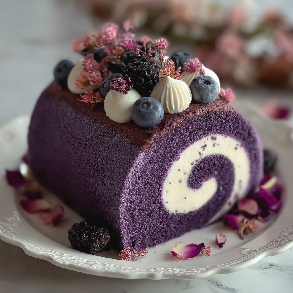 Purple Velvet Cake Roll with Cream Cheese Filling Recipe - Recipe Image
