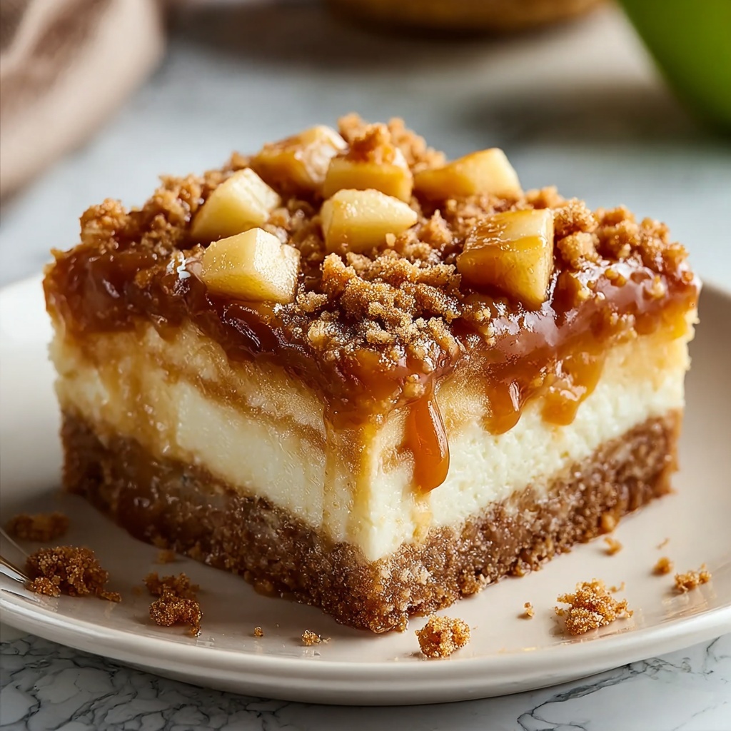 Salted Caramel Apple Cheesecake Bars Recipe - Recipe Image
