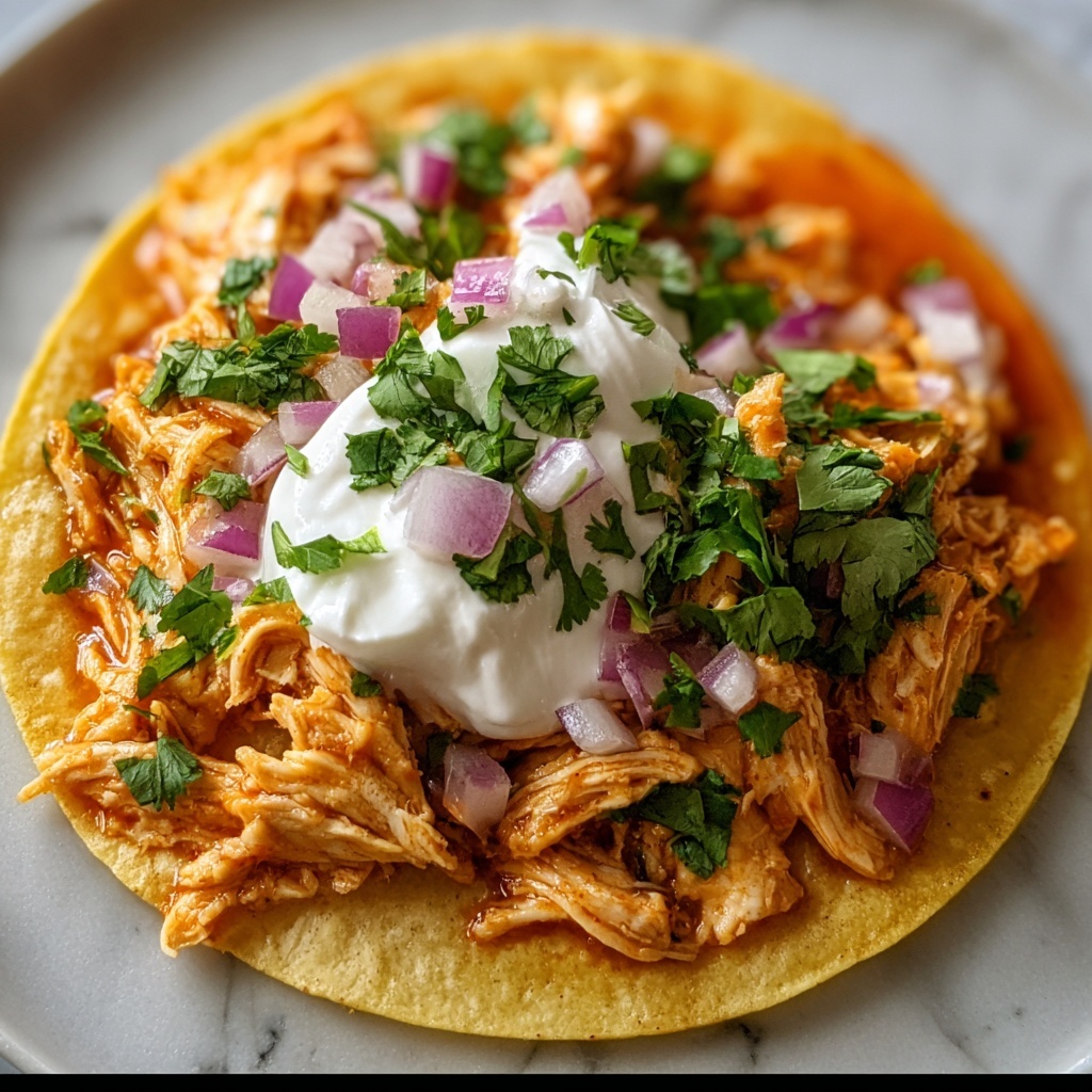 Chicken Tinga with Tostadas, Mexican Rice, and Fresh Garnishes Recipe - Recipe Image
