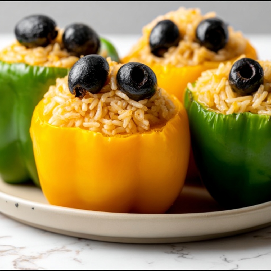 Halloween Shredded Chicken & Rice Stuffed Peppers Recipe - Recipe Image