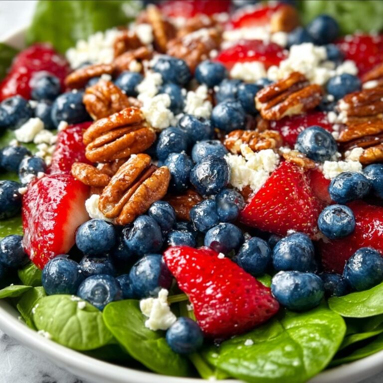 Strawberry & Blueberry Spinach Salad with Pecans and Feta Recipe