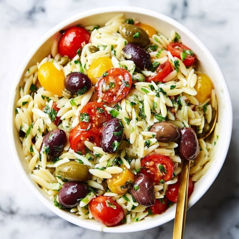 Orzo Pasta Salad with Cherry Tomatoes, Artichokes, Kalamata Olives, and Chicken Recipe