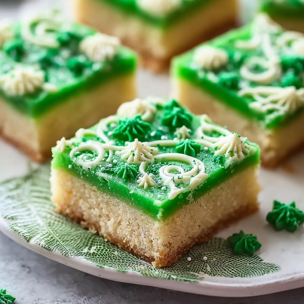 Green Sugar Cookie Bars with Almond Frosting and St. Patrick’s Day Sprinkles Recipe - Recipe Image