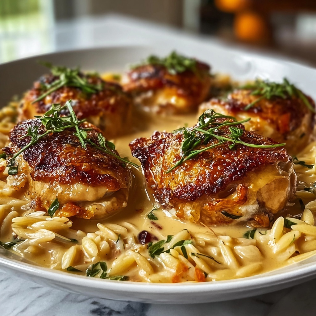 Creamy Tuscan Chicken with Orzo Recipe - Recipe Image