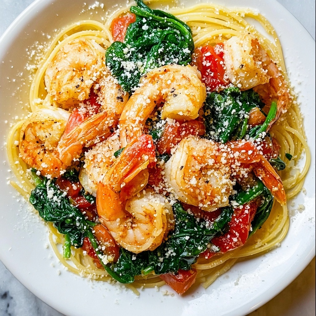 Tomato Spinach Shrimp Pasta Recipe - Recipe Image