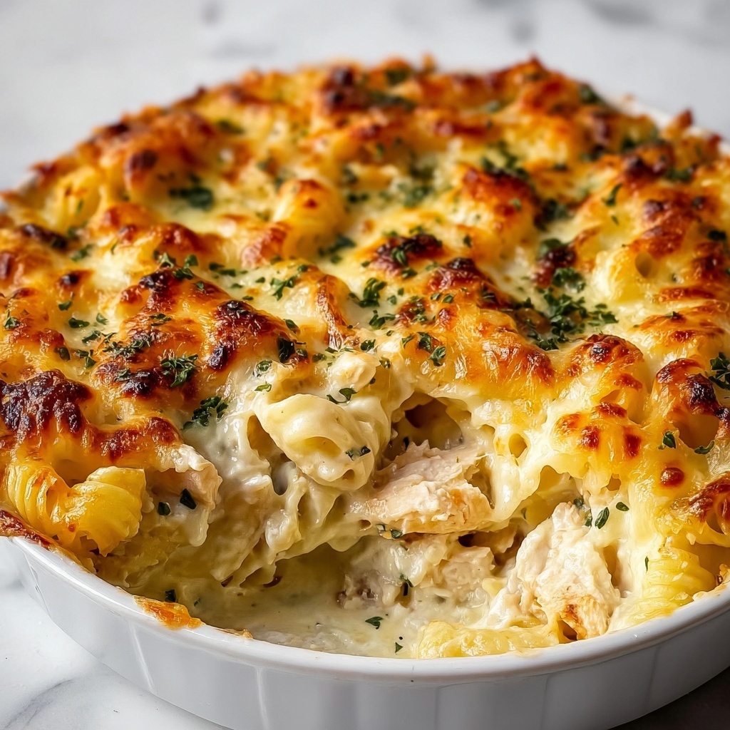 Baked Chicken Alfredo Rotini Casserole Recipe - Recipe Image