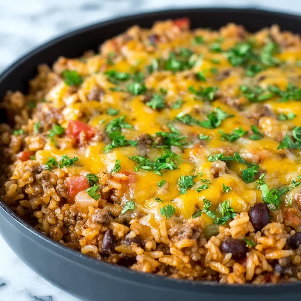 Irresistible Cheesy Taco Rice Skillet Recipe - Recipe Image