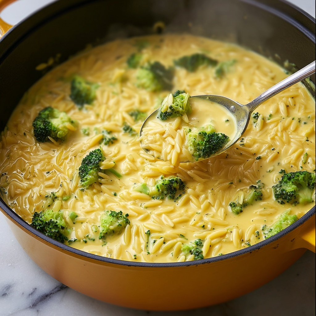 One Pot Broccoli Cheese Orzo Recipe - Recipe Image