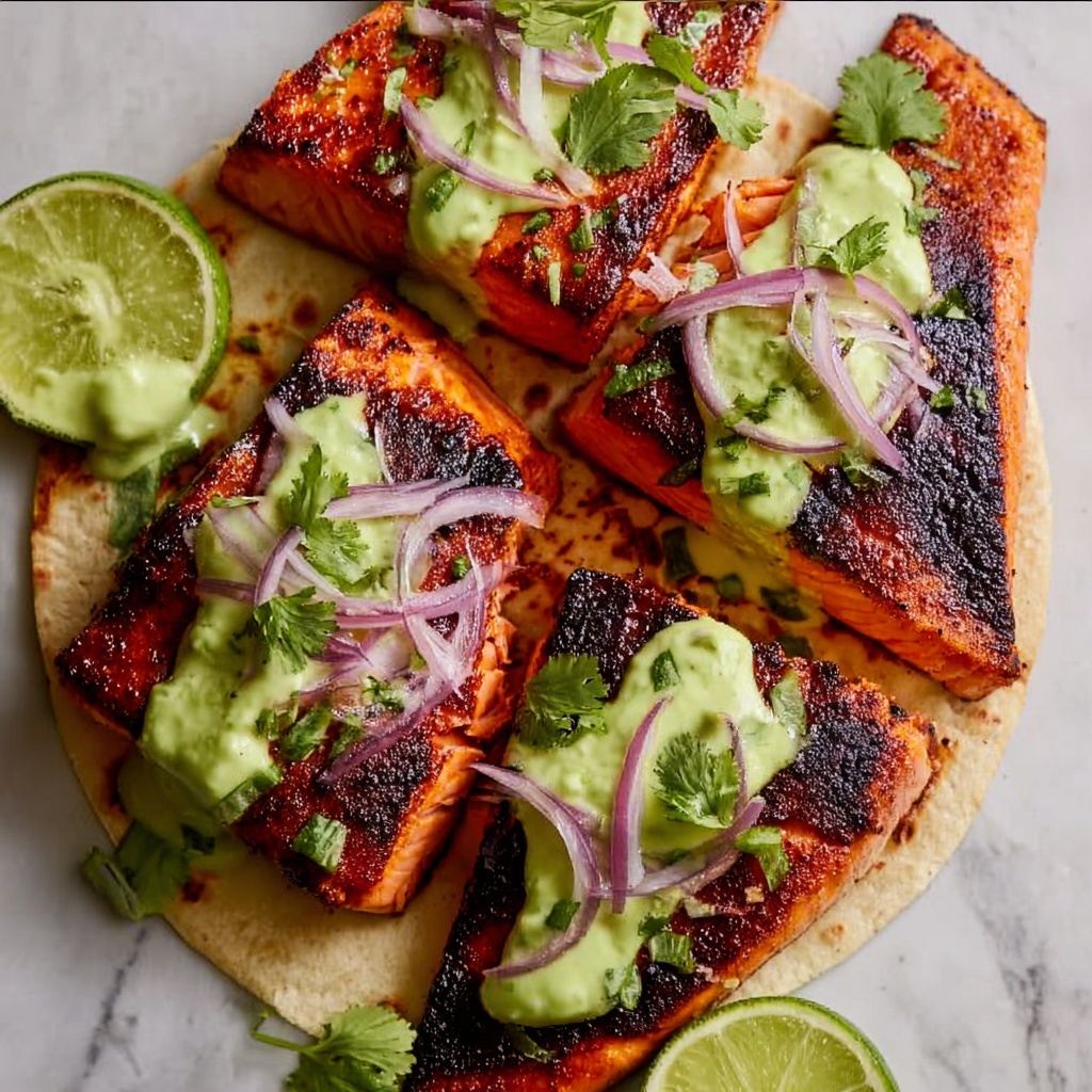 Blackened Salmon with Grilled Naan and Lime Slaw Recipe - Recipe Image