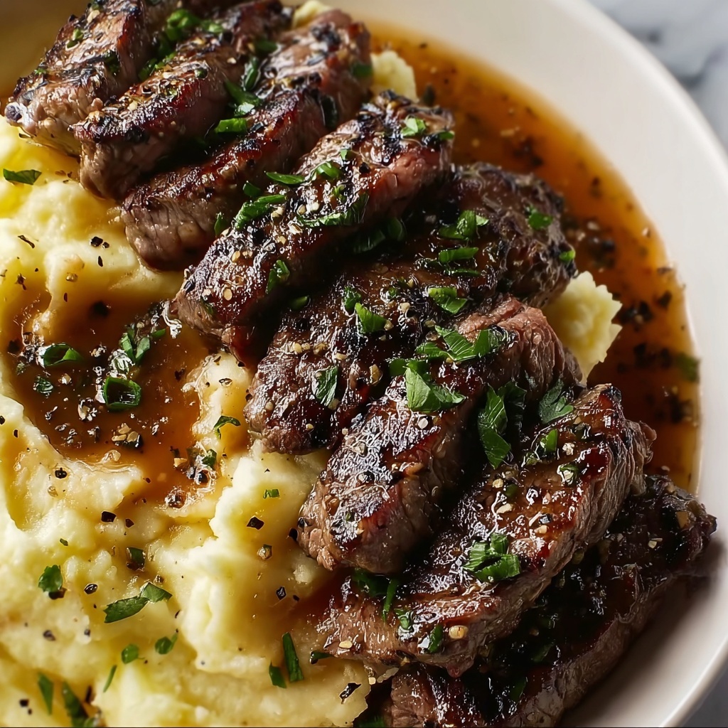 Garlic Butter Steak Bites with Creamy Mashed Potatoes Recipe - Recipe Image