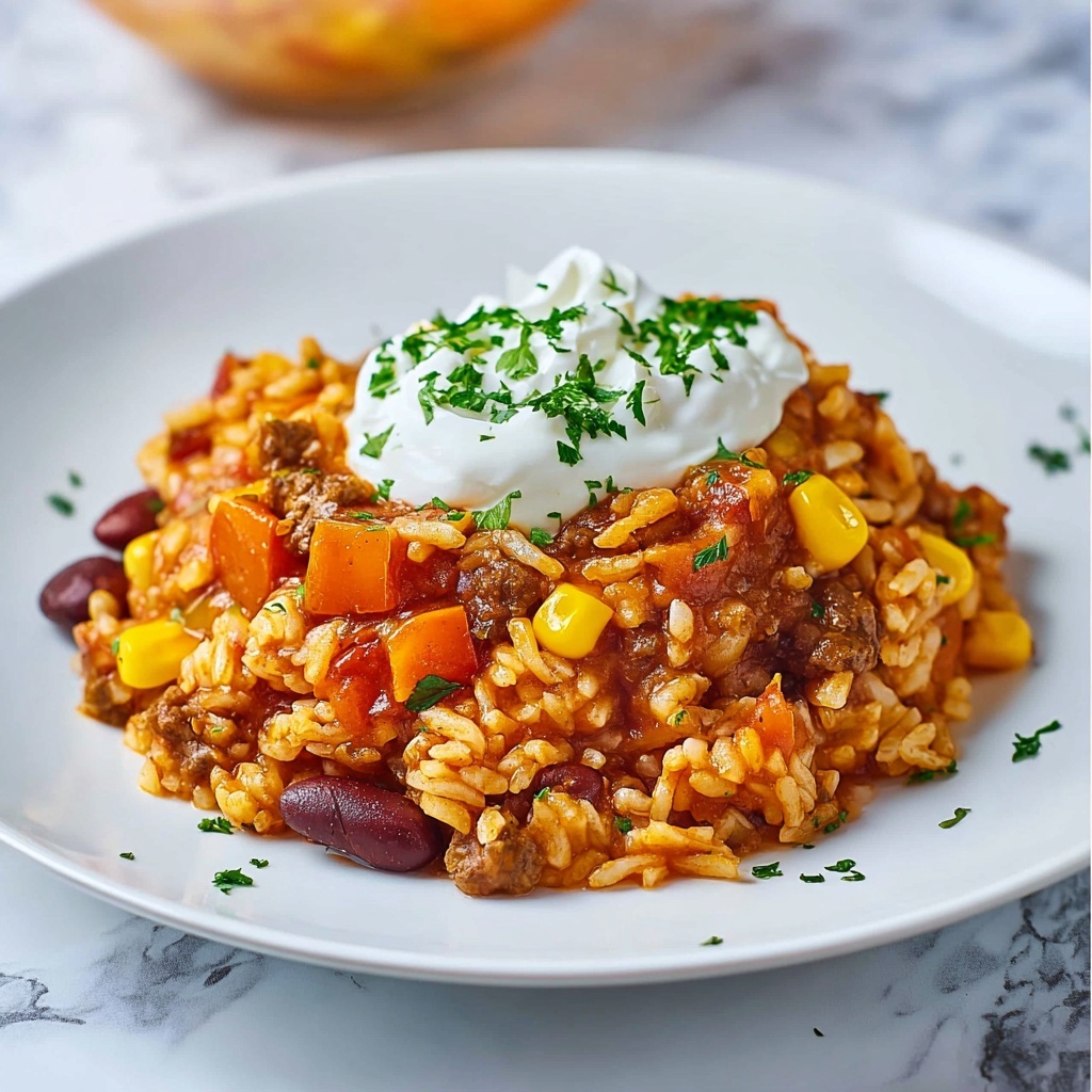 Mexican Rice Casserole with Ground Beef, Black Beans, and Cheese Recipe - Recipe Image