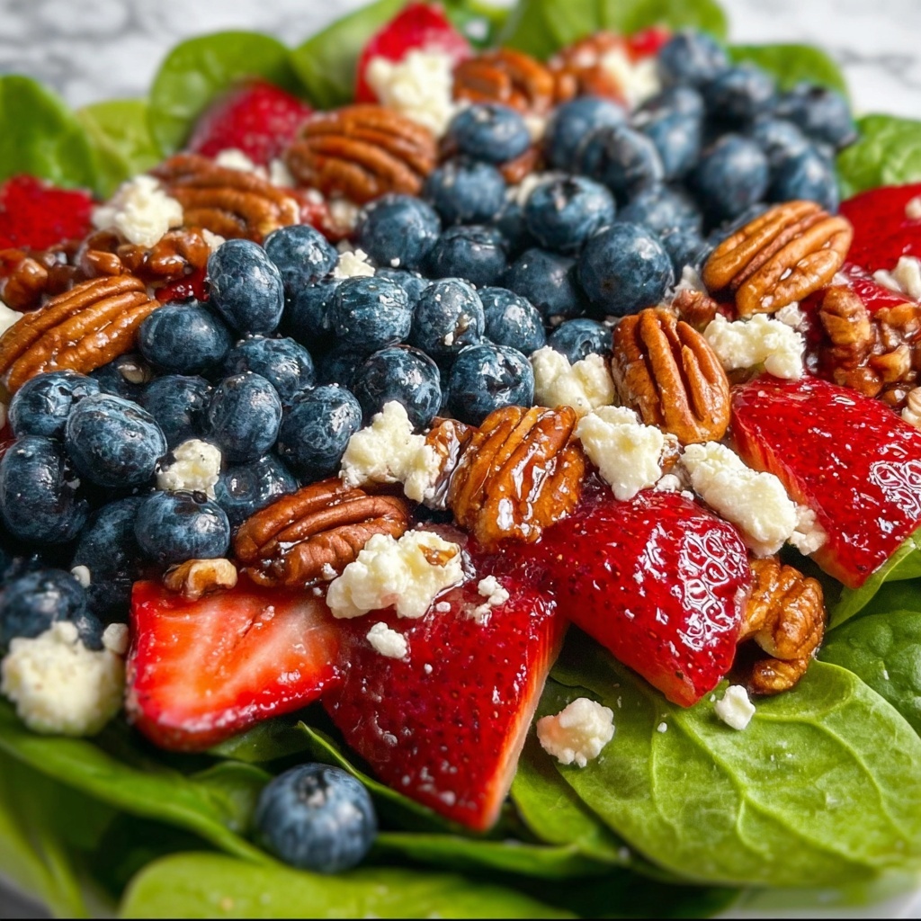 Strawberry & Blueberry Spinach Salad with Pecans and Feta Recipe - Recipe Image