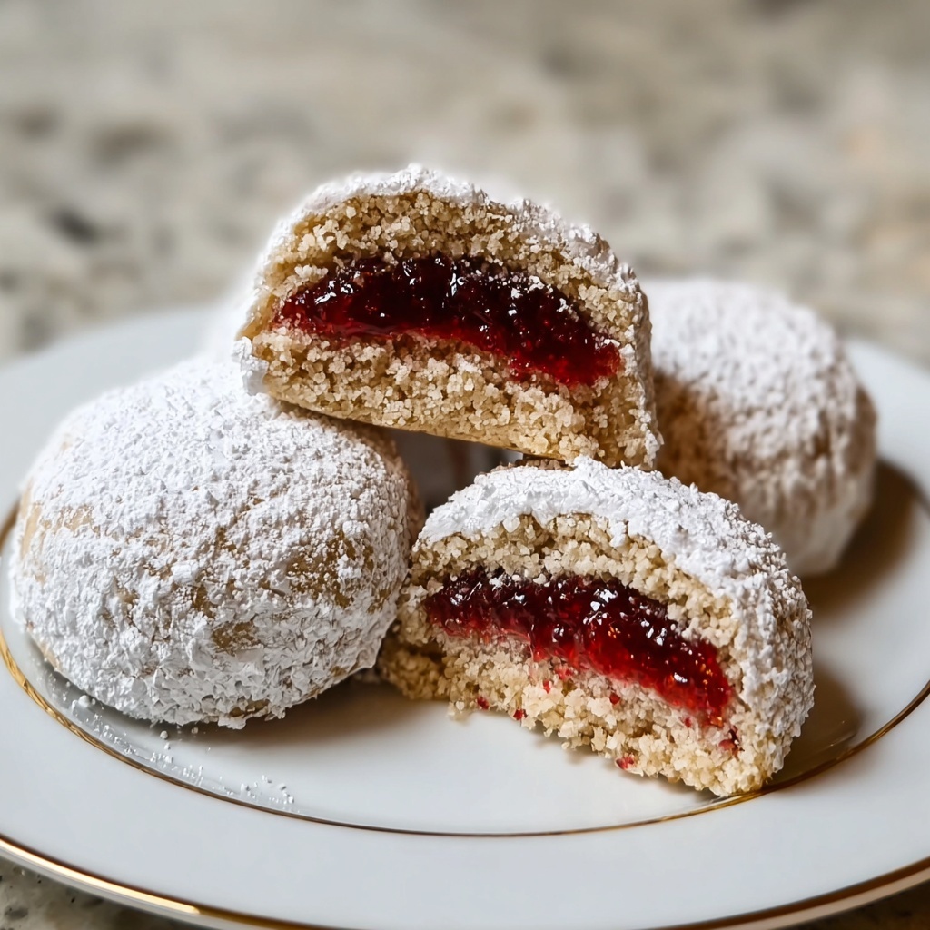 Raspberry-Filled Almond Snow Cookies Recipe - Recipe Image