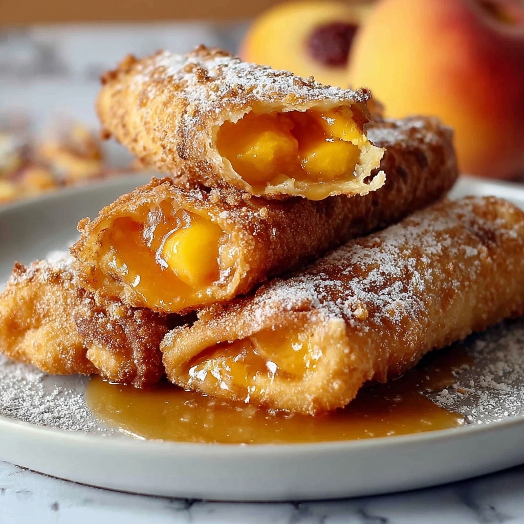 Peach Cobbler Egg Rolls Recipe - Recipe Image