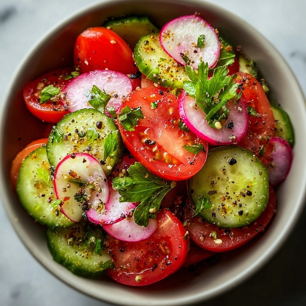 Cucumber and Tomato Salad with Parsley, Sesame Seeds, and Red Pepper Flakes Recipe - Recipe Image