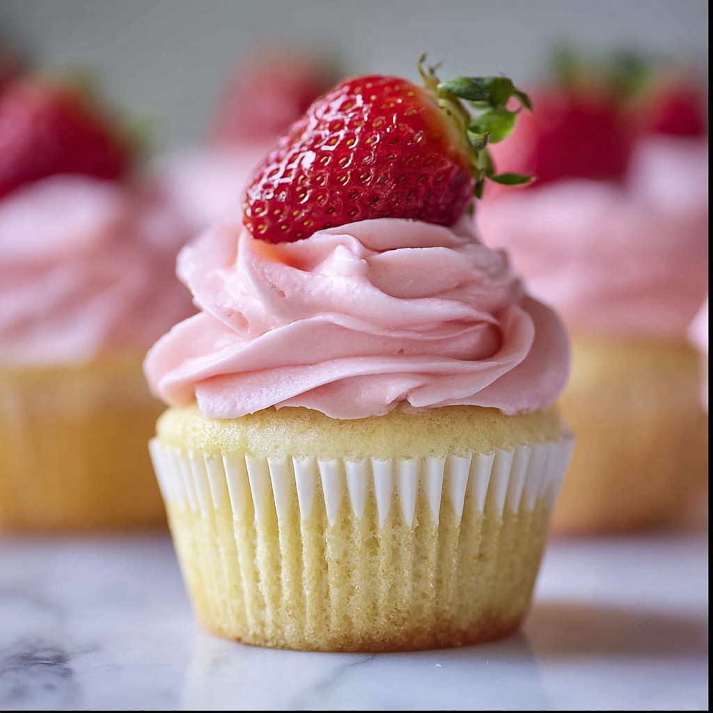Strawberry Cupcakes with Cream Cheese Frosting Recipe - Recipe Image