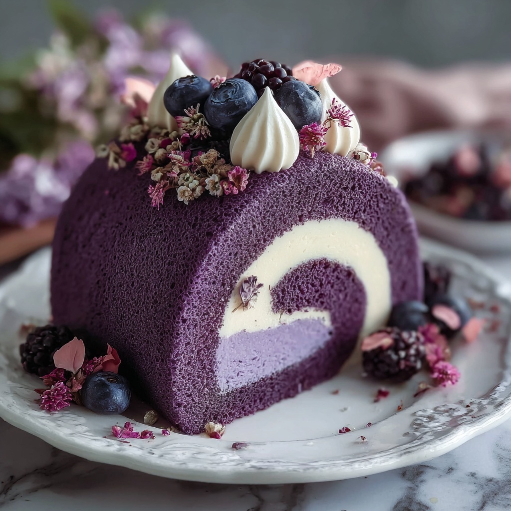 Purple Velvet Cake Roll with Cream Cheese Filling Recipe - Recipe Image