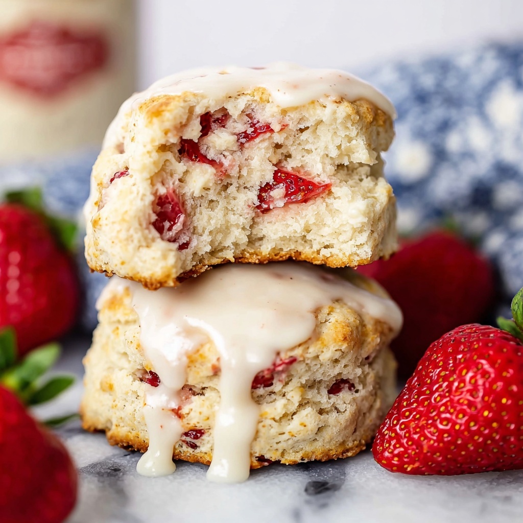 Fresh Strawberry Biscuits with Strawberry Glaze Recipe - Recipe Image
