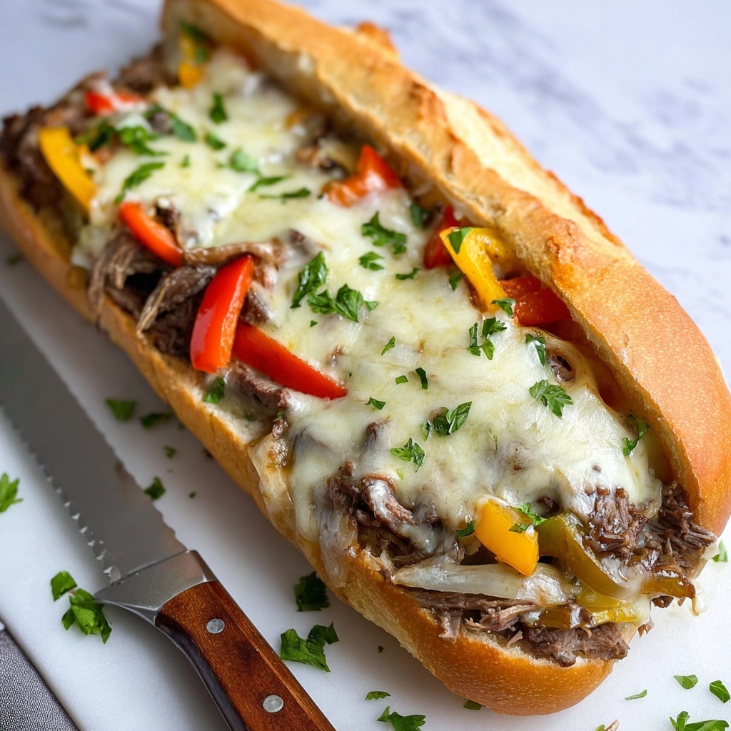Philly Cheesesteak Cheesy Bread Recipe - Recipe Image