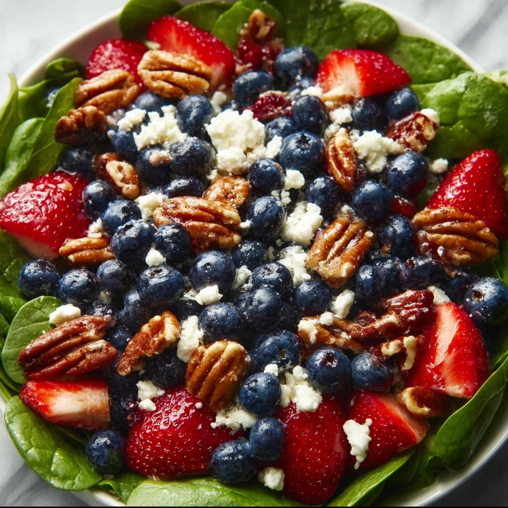 Strawberry & Blueberry Spinach Salad with Pecans and Feta Recipe - Recipe Image