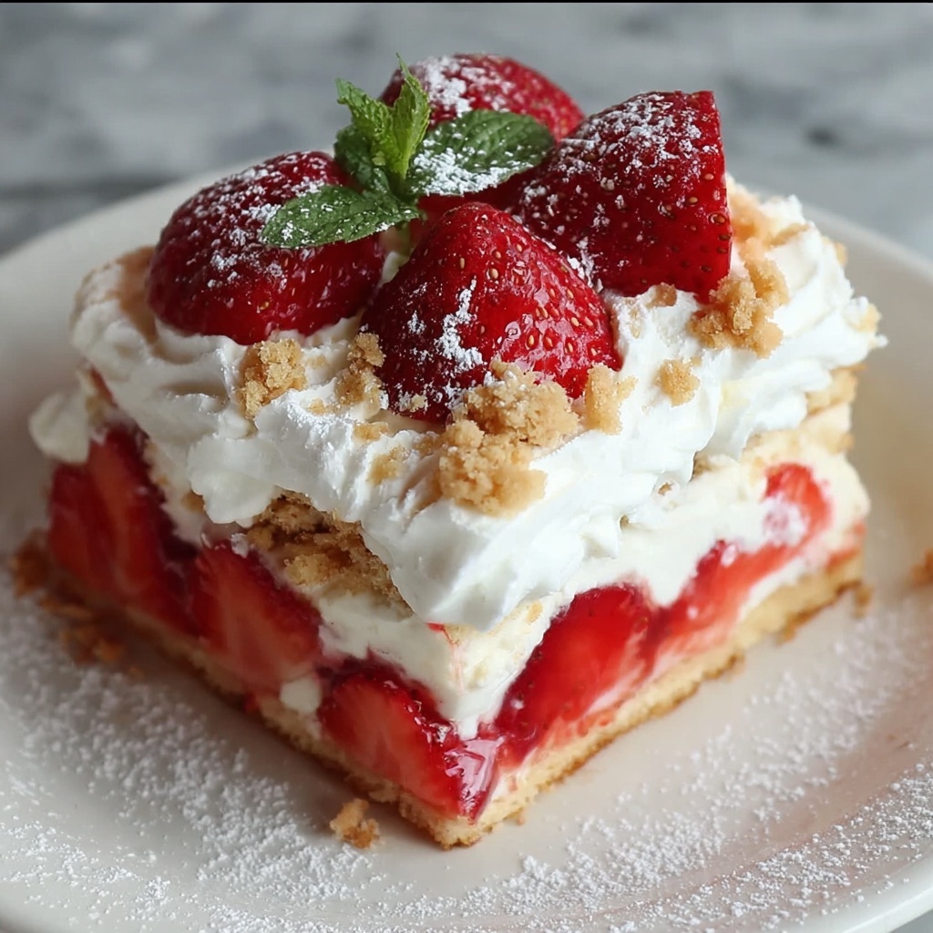 No Bake Strawberry Cheesecake Lasagna Recipe - Recipe Image