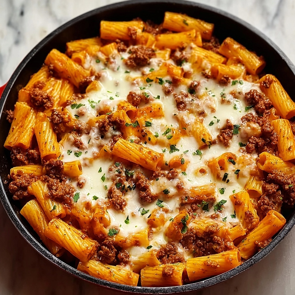 Cheesy Ground Beef Pasta Skillet Recipe - Recipe Image
